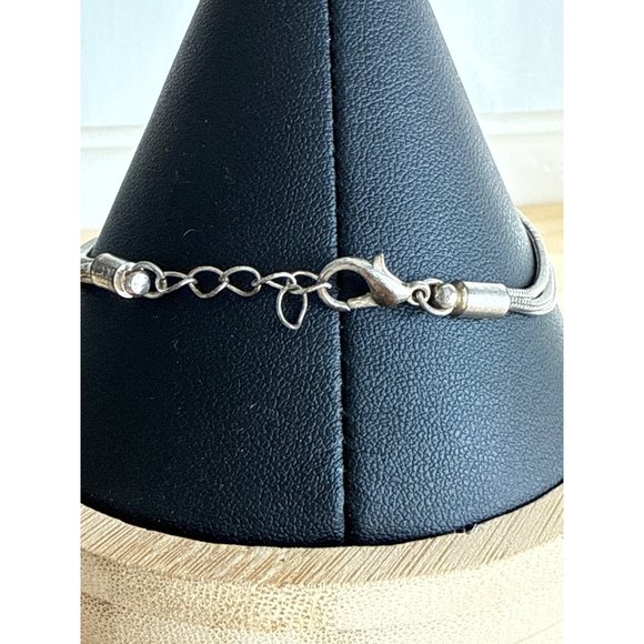 Silver-Tone Multi-Strand Snake Chain Bracelet With Lobster Clasp 7 Inches Adjust - Picture 2 of 3